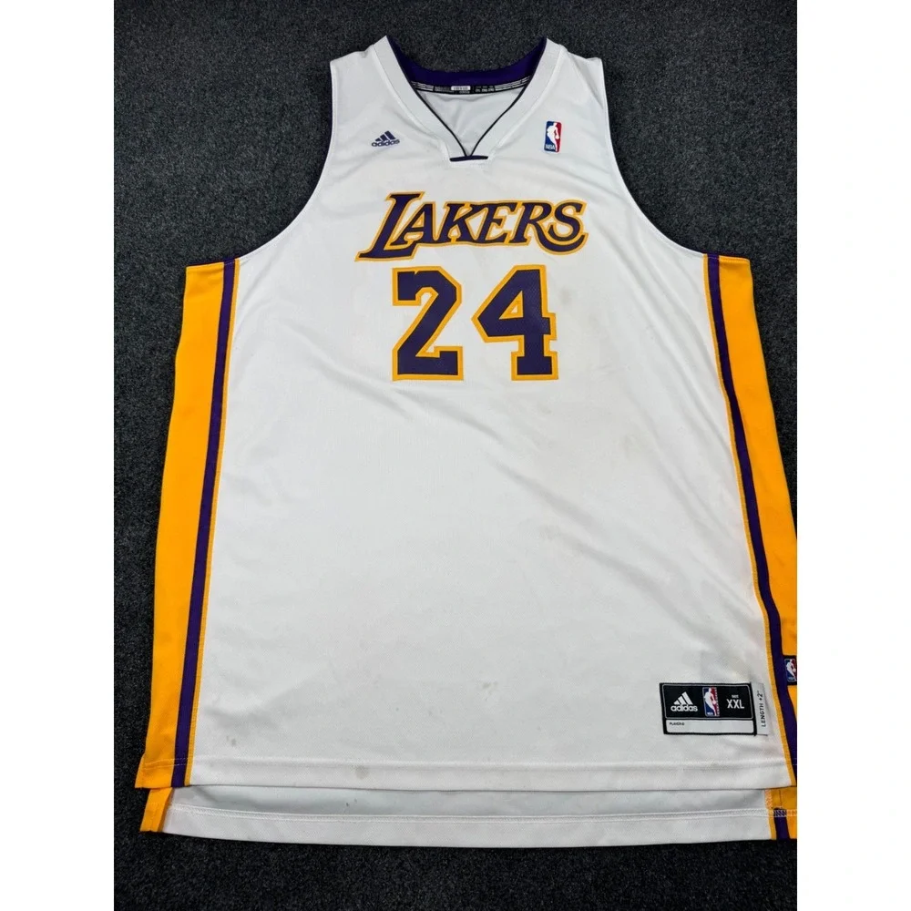 Adidas Kobe Bryant #24 Los Angeles Lakers Swingman Jersey White Mens 2XL